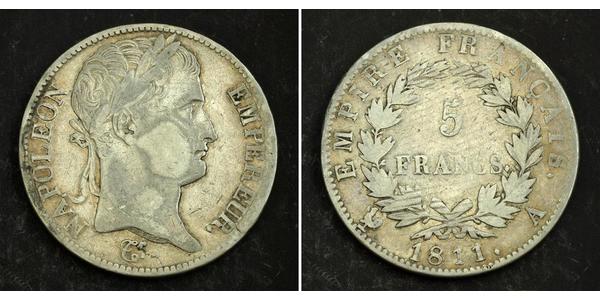 5 Франк Первая Французская империя (1804-1814) Серебро Наполеон I(1769 - 1821)