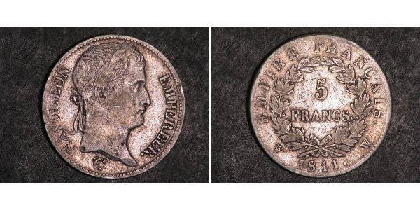 5 Франк Первая Французская империя (1804-1814) Серебро Наполеон I(1769 - 1821)
