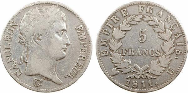 5 Франк Первая Французская империя (1804-1814) Серебро Наполеон I(1769 - 1821)