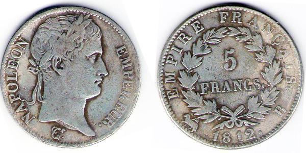 5 Франк Первая Французская империя (1804-1814) Серебро Наполеон I(1769 - 1821)