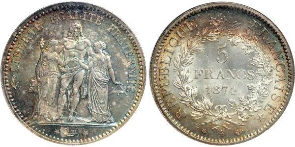 5 Франк Третья французская республика (1870-1940)  Серебро 