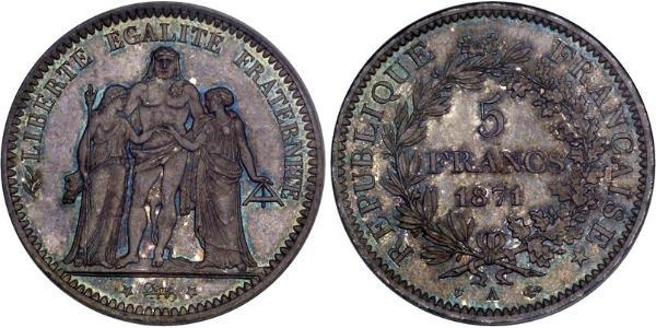 5 Франк Третья французская республика (1870-1940)  Серебро 