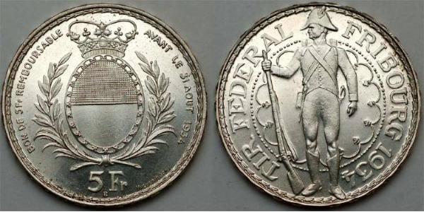 5 Франк Швейцария Серебро 
