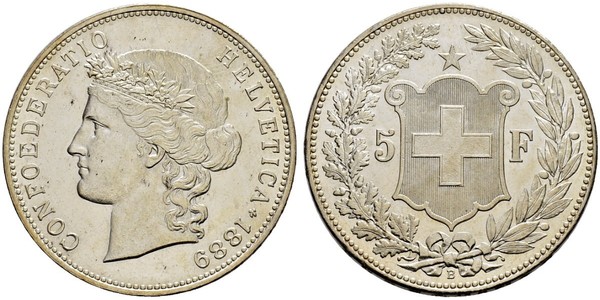 5 Франк Швейцария Серебро 