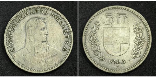 5 Франк Швейцария Серебро 