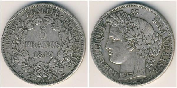 5 Франк French Second Republic (1848-1852) Срібло 