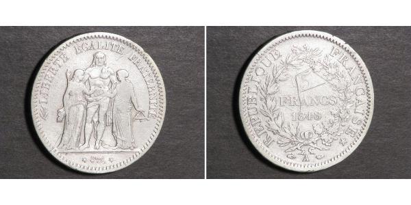 5 Франк French Second Republic (1848-1852) Срібло 