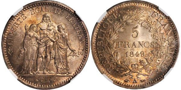 5 Франк French Second Republic (1848-1852) Срібло 