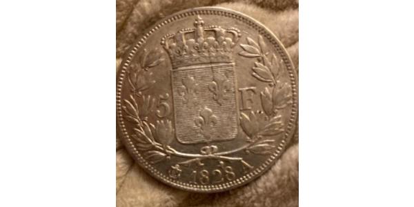 5 Франк Kingdom of France (1815-1830) Срібло Карл X король Франції (1757-1836)