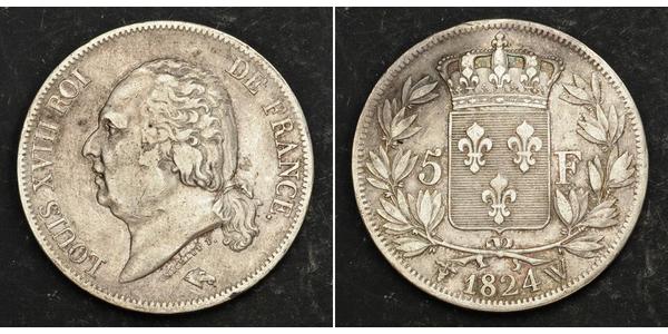 5 Франк Kingdom of France (1815-1830) Срібло 