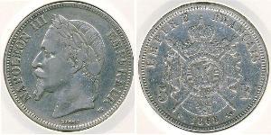 5 Франк Second French Empire (1852-1870) Срібло Наполеон ІІІ Бонапарт (1808-1873)