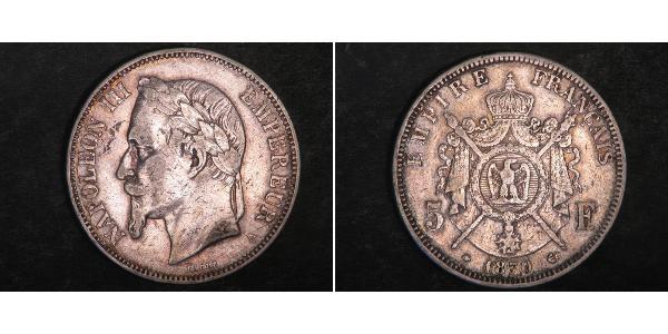 5 Франк Second French Empire (1852-1870) Срібло Наполеон ІІІ Бонапарт (1808-1873)