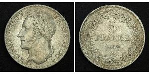 5 Франк Бельгія Срібло Leopold I of Belgium (1790-1865)