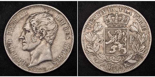 5 Франк Бельгія Срібло Leopold I of Belgium (1790-1865)