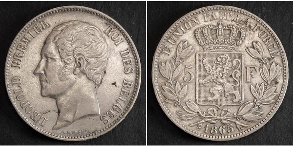 5 Франк Бельгія Срібло Leopold I of Belgium (1790-1865)
