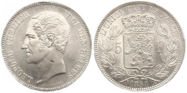 5 Франк Бельгія Срібло Leopold I of Belgium (1790-1865)