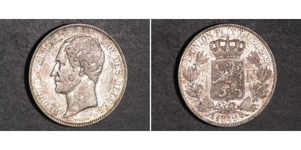 5 Франк Бельгія Срібло Leopold I of Belgium (1790-1865)