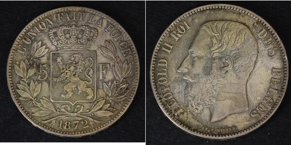 5 Франк Бельгія Срібло Леопольд II (1835 - 1909)