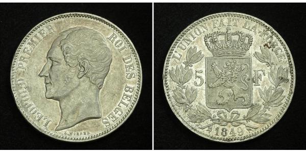 5 Франк Бельгія Срібло Leopold I of Belgium (1790-1865)