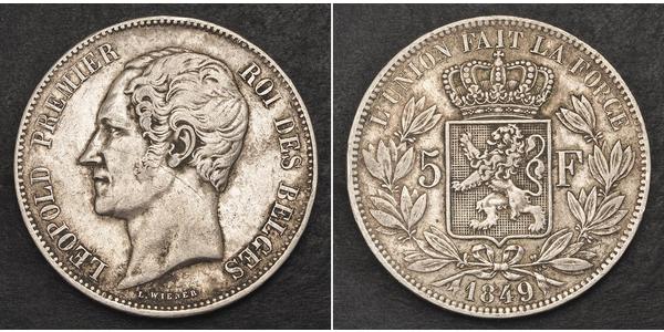 5 Франк Бельгія Срібло Leopold I of Belgium (1790-1865)