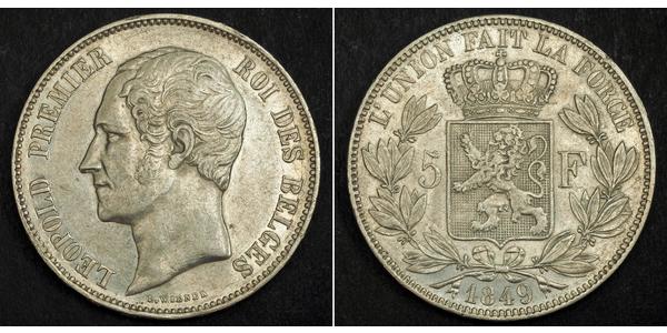 5 Франк Бельгія Срібло Leopold I of Belgium (1790-1865)