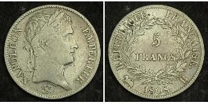 5 Франк Перша Французька імперія (1804-1814) Срібло Наполеон I Бонапарт(1769 - 1821)