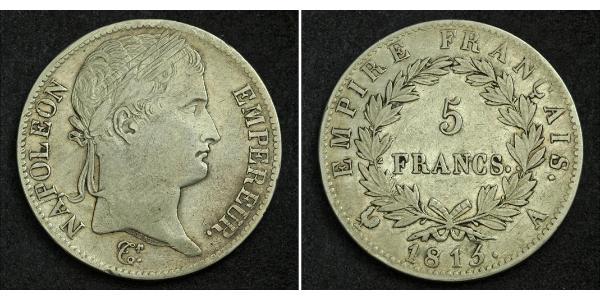 5 Франк Перша Французька імперія (1804-1814) Срібло Наполеон I Бонапарт(1769 - 1821)