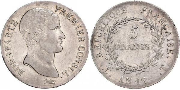 5 Франк Перша Французька імперія (1804-1814) Срібло Наполеон I Бонапарт(1769 - 1821)