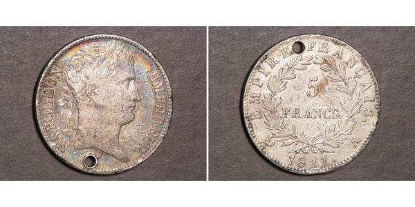 5 Франк Перша Французька імперія (1804-1814) Срібло Наполеон I Бонапарт(1769 - 1821)