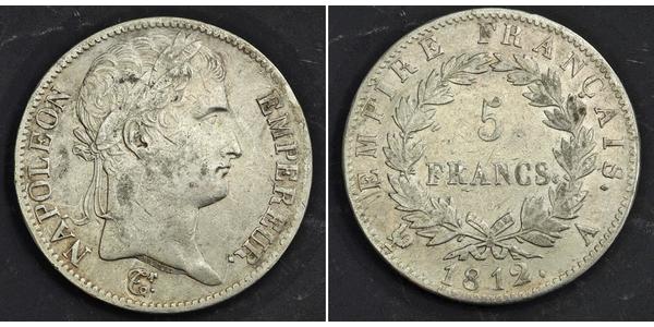 5 Франк Перша Французька імперія (1804-1814) Срібло Наполеон I Бонапарт(1769 - 1821)