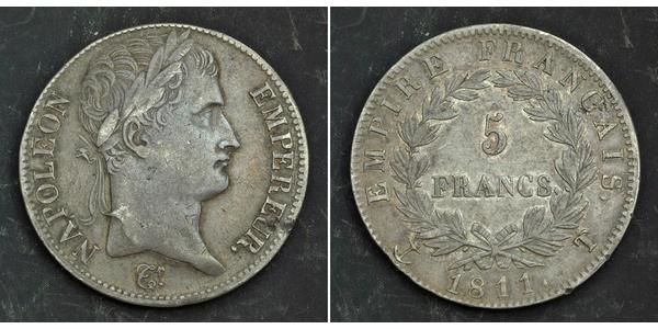 5 Франк Перша Французька імперія (1804-1814) Срібло Наполеон I Бонапарт(1769 - 1821)