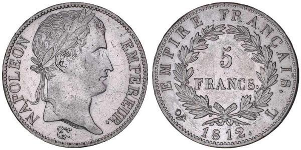5 Франк Перша Французька імперія (1804-1814) Срібло Наполеон I Бонапарт(1769 - 1821)