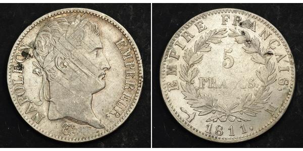 5 Франк Перша Французька імперія (1804-1814) Срібло Наполеон I Бонапарт(1769 - 1821)