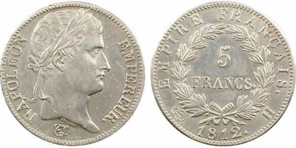 5 Франк Перша Французька імперія (1804-1814) Срібло Наполеон I Бонапарт(1769 - 1821)