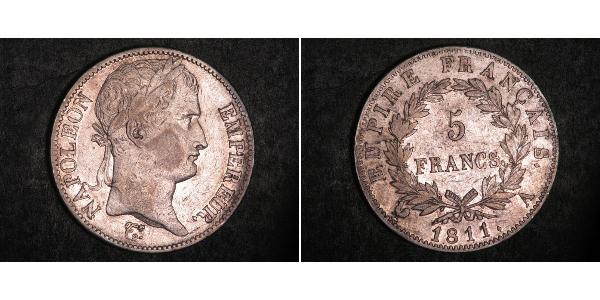 5 Франк Перша Французька імперія (1804-1814) Срібло Наполеон I Бонапарт(1769 - 1821)