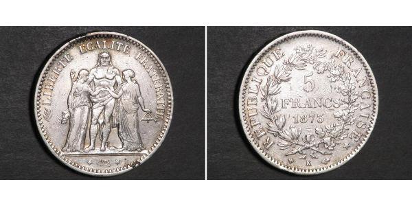 5 Франк Третя французька республіка (1870-1940)  Срібло 