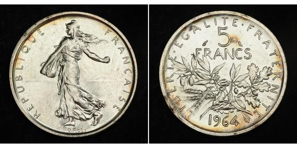 5 Франк Франція / French Fifth Republic (1958 - ) Срібло 