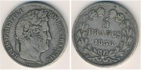 5 Франк Франція / July Monarchy (1830-1848) Срібло Луі-Філіп I (1773 -1850)