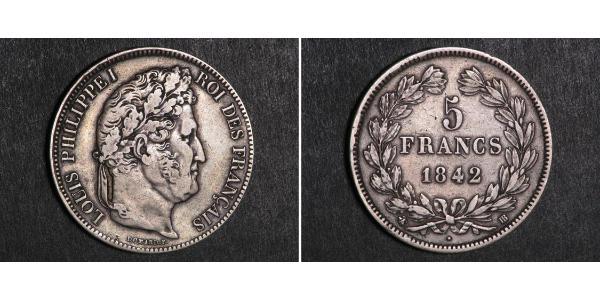 5 Франк Франція / July Monarchy (1830-1848) Срібло Луі-Філіп I (1773 -1850)