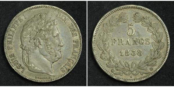 5 Франк Франція / July Monarchy (1830-1848) Срібло Луі-Філіп I (1773 -1850)