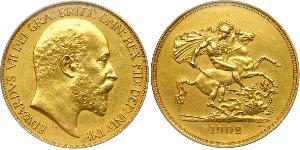 5 Фунт Соединённое королевство Великобритании и Ирландии (1801-1922) Золото Эдуард VII (1841-1910)