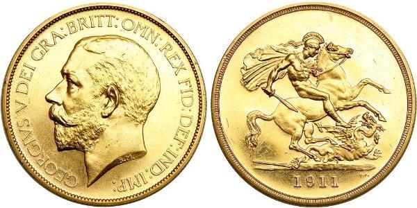 5 Фунт Соединённое королевство Великобритании и Ирландии (1801-1922) Золото Георг V (1865-1936)