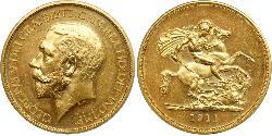 5 Фунт Сполучене королівство Великобританії та Ірландії (1801-1922) Золото Георг V (1865-1936)