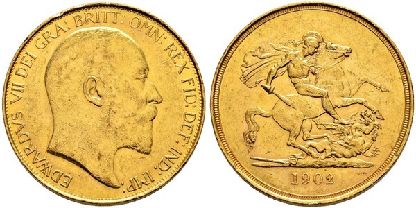 5 Фунт Сполучене королівство Великобританії та Ірландії (1801-1922) Золото Едвард VII (1841-1910)