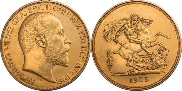 5 Фунт Сполучене королівство Великобританії та Ірландії (1801-1922) Золото Едвард VII (1841-1910)