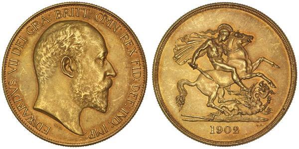 5 Фунт Сполучене королівство Великобританії та Ірландії (1801-1922) Золото Едвард VII (1841-1910)