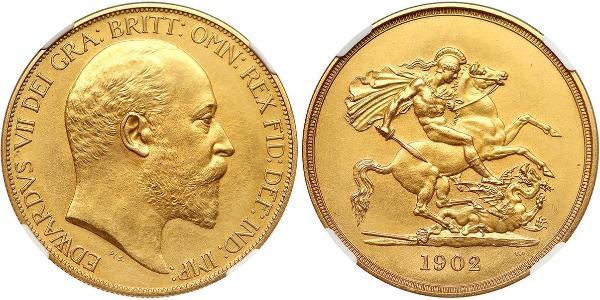 5 Фунт Сполучене королівство Великобританії та Ірландії (1801-1922) Золото Едвард VII (1841-1910)