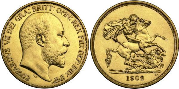 5 Фунт Сполучене королівство Великобританії та Ірландії (1801-1922) Золото Едвард VII (1841-1910)