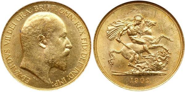 5 Фунт Сполучене королівство Великобританії та Ірландії (1801-1922) Золото Едвард VII (1841-1910)