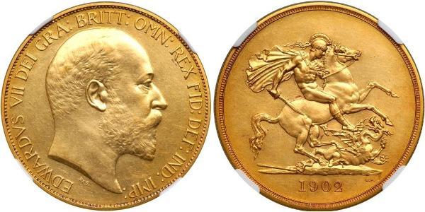 5 Фунт Сполучене королівство Великобританії та Ірландії (1801-1922) Золото Едвард VII (1841-1910)